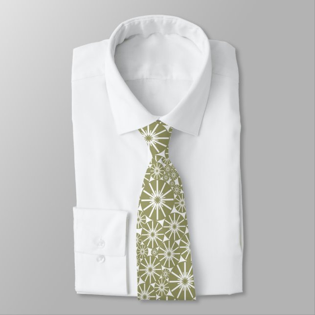 Star Wheel Pattern III - Khaki on White Tie (Tied)