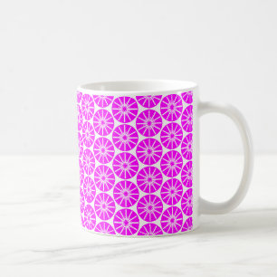 Star Wheel Pattern - Magenta on White Coffee Mug
