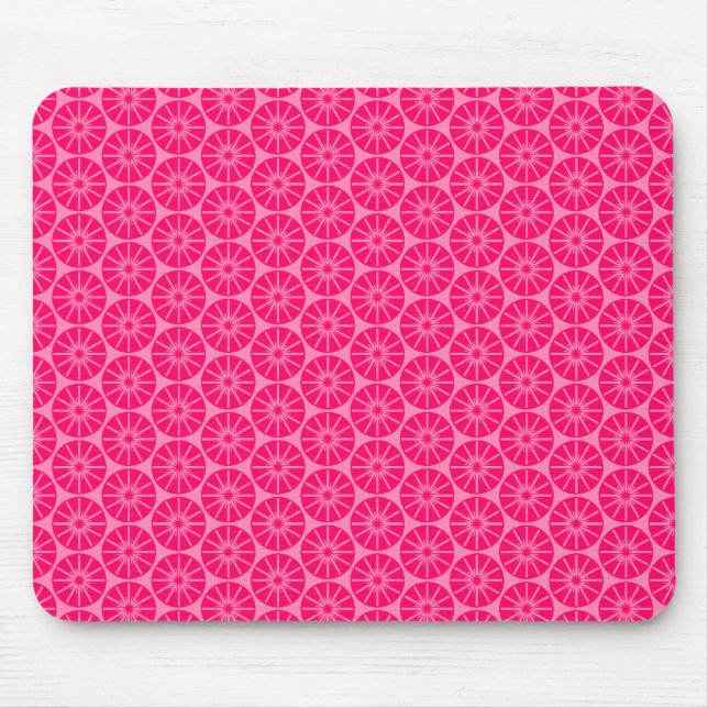 Star Wheel Pattern - Neon Red on Pink FF87B6 Mouse Mat (Front)