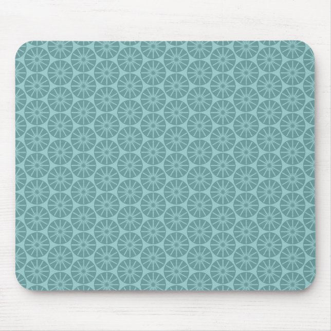 Star Wheel Pattern - Shades of Blue Green Mouse Mat (Front)