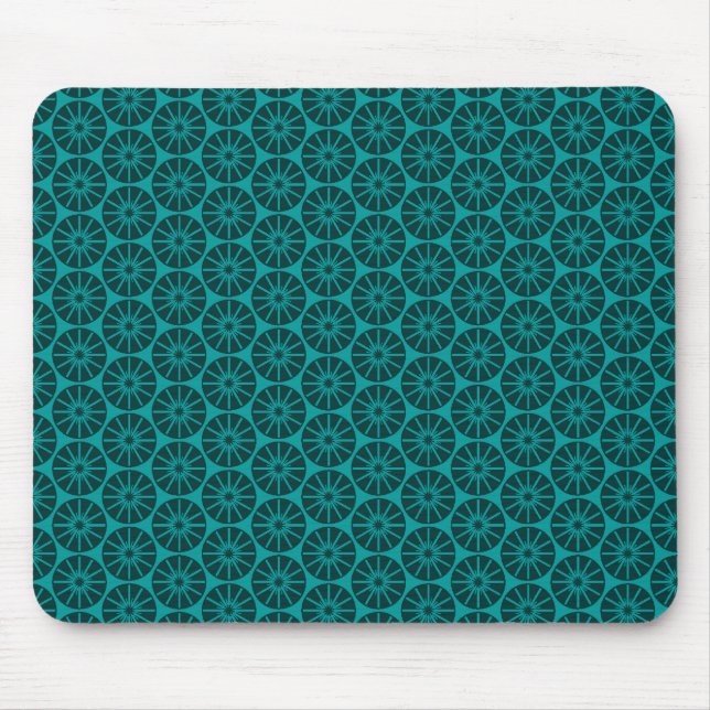 Star Wheel Pattern - Shades of Green Mouse Mat (Front)