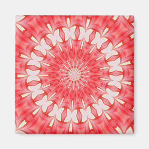 Star White and Red Butterfly Motif Mandala Magnet