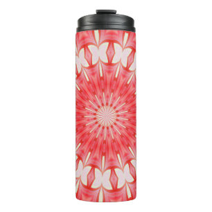 Star White and Red Butterfly Motif Mandala Thermal Tumbler