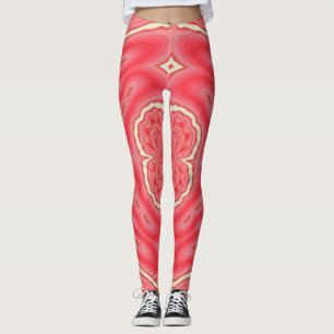 Star White And Red Clover Kaleidoscope Leggings