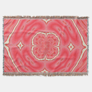 Star White And Red Clover Kaleidoscope Throw Blanket