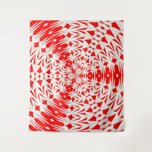 Star White And Red Goemetric Shape Kaleidoscope.jp Tapestry