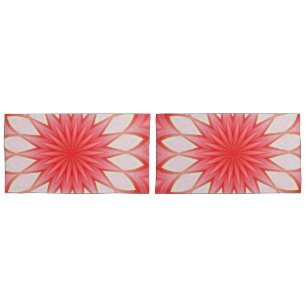 Star White And Red Kaleidoscope Floral Mandala Pillowcase