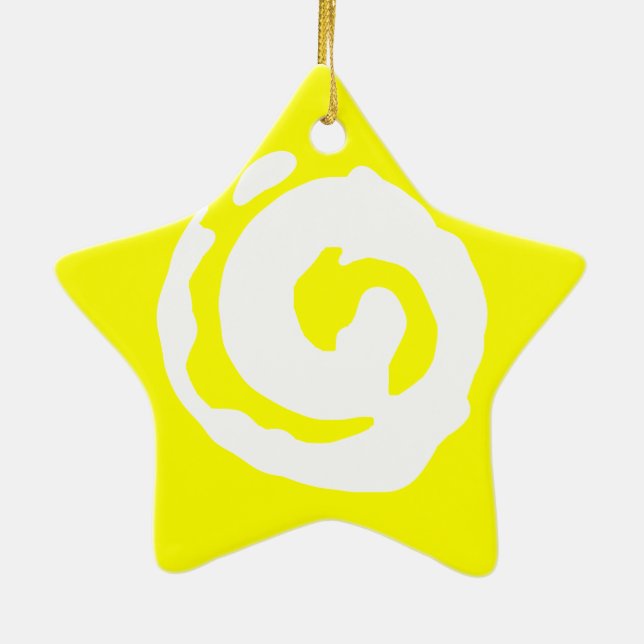 Star With Koru Symbol Ceramic Tree Decoration (Back)