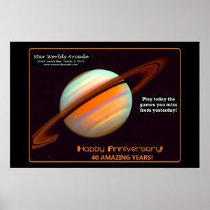 Star Worlds Arcade 40th Anniversary Retro Poster