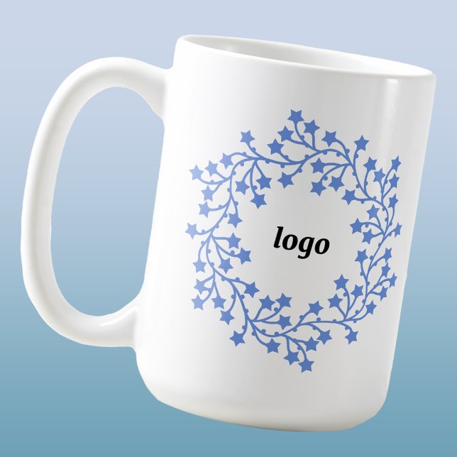 Star Wreath Logo Business Holiday Coffee Mug (Logo wreath business promotional holiday coffee mug)