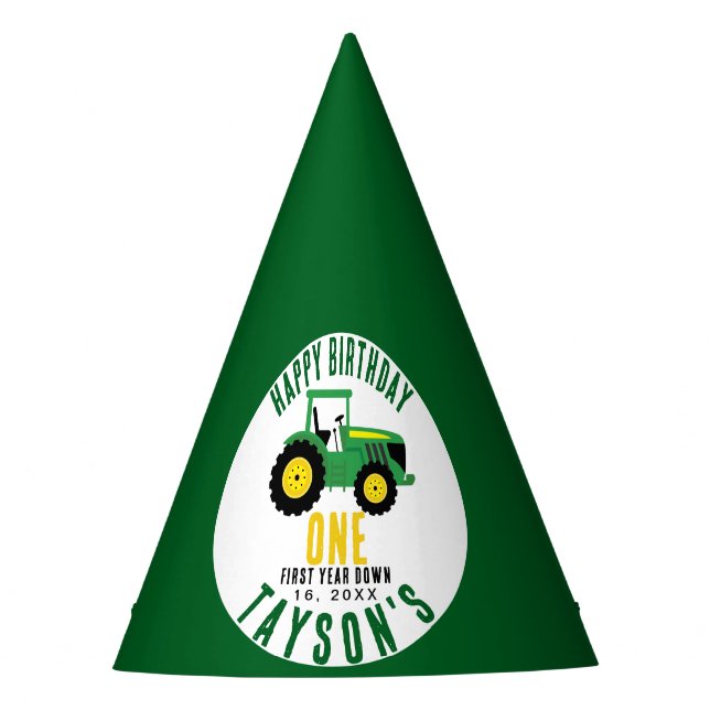 Star Your Tractor 1st Birthday | Farm Theme Party Hat (Front)