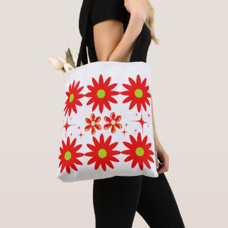 Starbloom Grid – Festive Floral Tote Bag