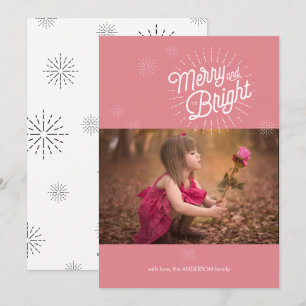 Starburst 1 Photo Pink Holiday Card