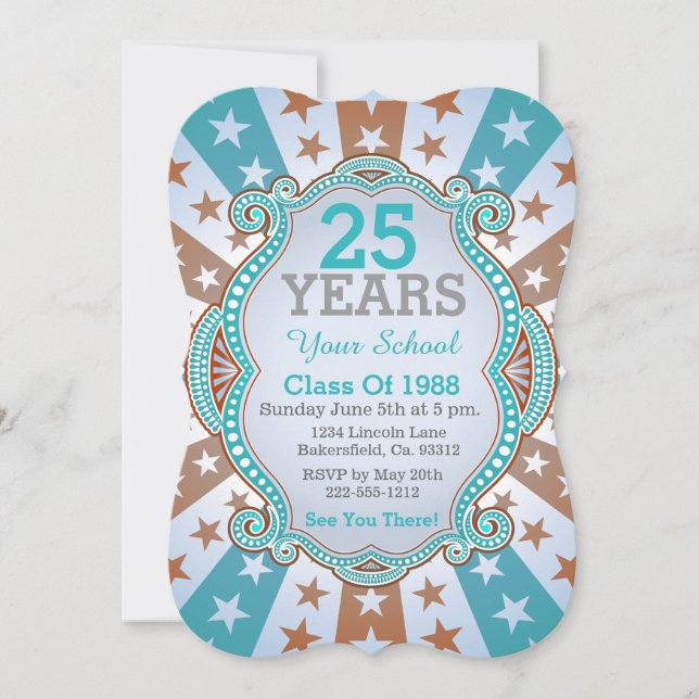 Starburst And Dots School Class Reunion Invitation (Front)
