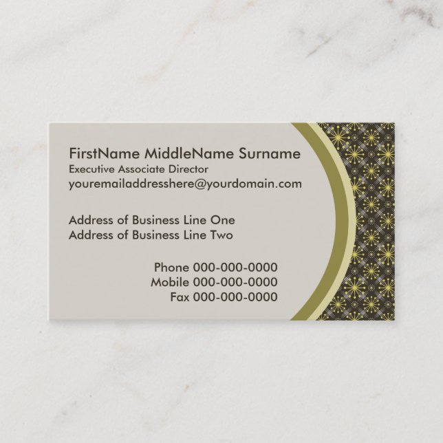 Starburst and Lines Mid Century Pattern Earth Hues Business Card (Front)
