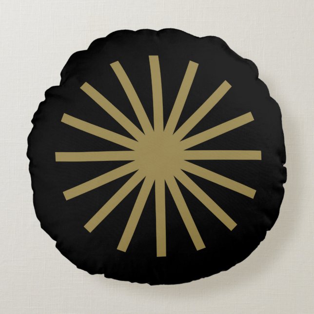 Starburst Black and Gold Round Cushion (Front)