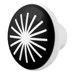 Starburst Black and White Ceramic Knob