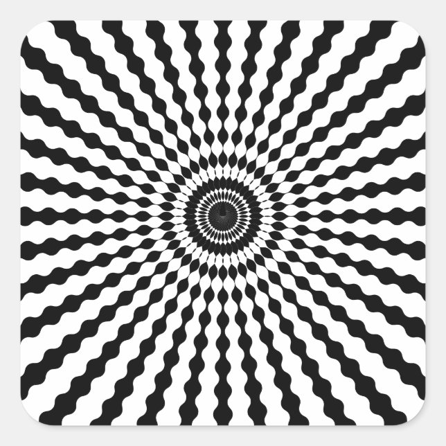 Starburst, Black And White Square Sticker (Front)