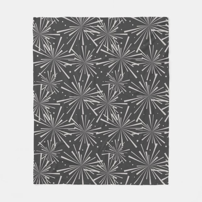 Starburst Charcoal Grey and Taupe Fleece Blanket (Front)