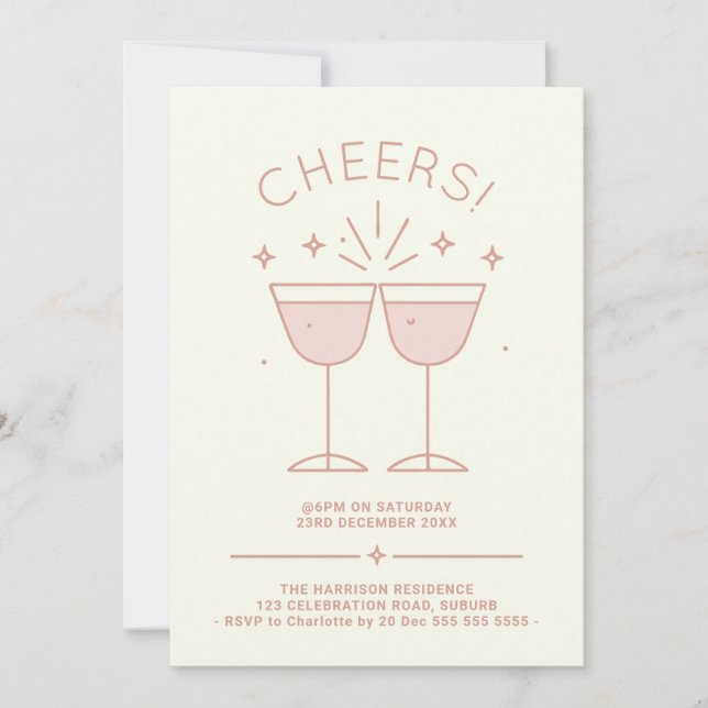 Starburst Cheers Minimalist Christmas Holiday Invitation (Front)