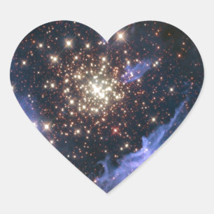 Starburst Cluster Universe Heart Sticker