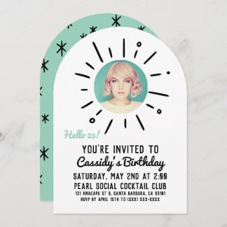 STARBURST | Custom Simple & Chic Photo Birthday Invitation
