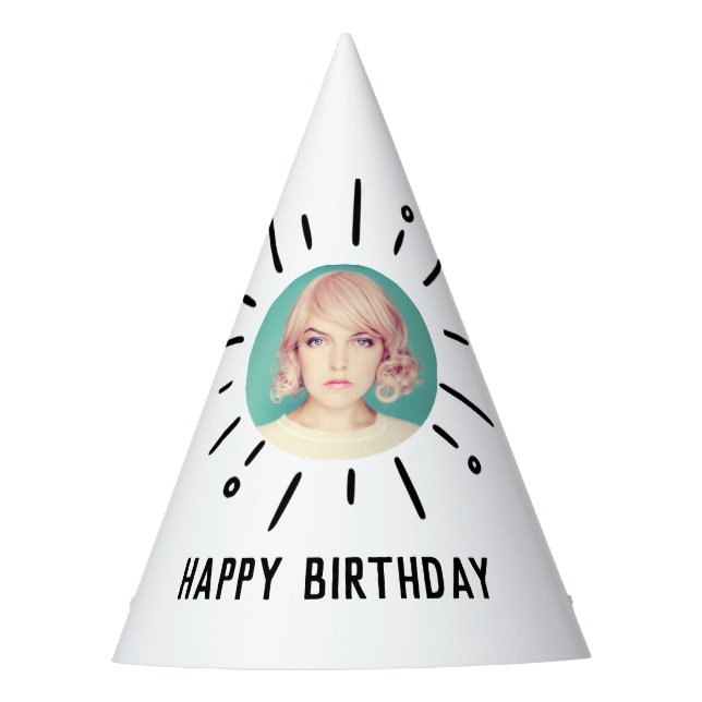 STARBURST | Custom Simple & Chic Photo Party Hat (Front)