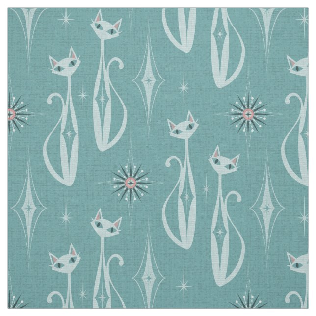 Starburst Diamond Cats on Blue Fabric (Swatch)