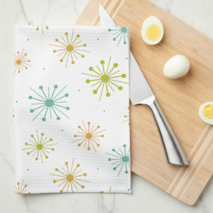 Starburst Fireworks Retro Mid-century Pattern Kitc Tea Towel