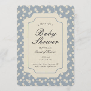 Starburst Geometric Gender Neutral Blue Beige Invitation