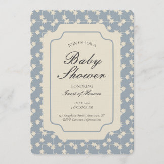 Starburst Geometric Gender Neutral Blue Beige Invitation