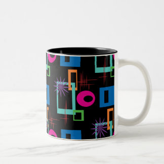 Starburst Geometric Multicolored Pattern Two-Tone Coffee Mug
