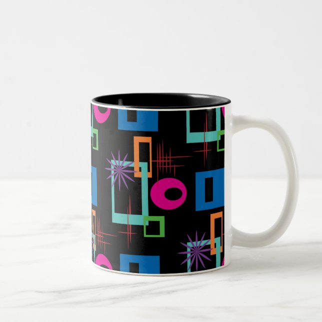 Starburst Geometric Multicolored Pattern Two-Tone Coffee Mug (Right)