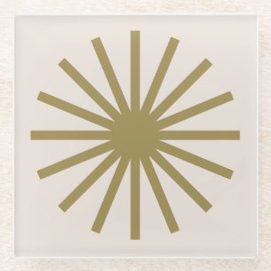 Starburst Gold & Linen White Glass Coaster