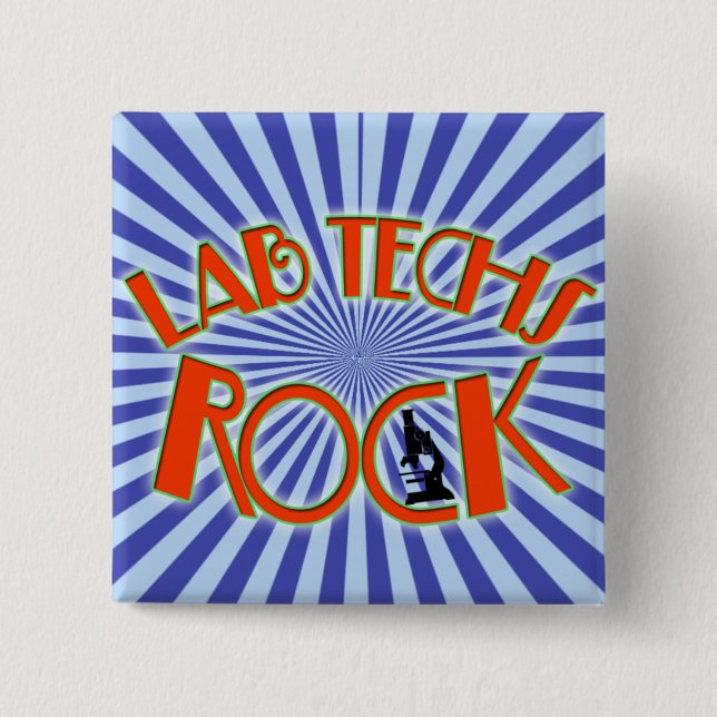 STARBURST LAB TECHS ROCK (LABORATORY SCIENTIST) 15 CM SQUARE BADGE (Front)