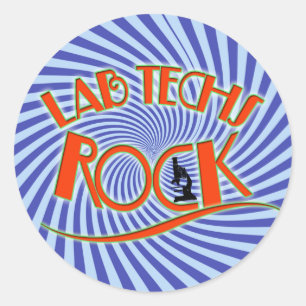 STARBURST LAB TECHS ROCK (LABORATORY SCIENTIST) CLASSIC ROUND STICKER