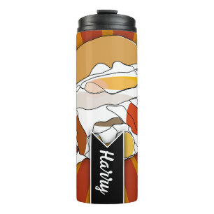 Starburst line art burger thermal tumbler