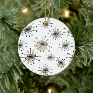 Starburst Mid Century Modern Christmas Holiday Ceramic Tree Decoration