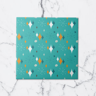 Starburst Mid Century Modern Pattern in Teal Tile