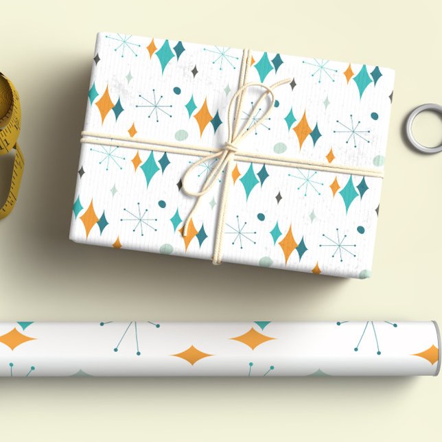 Starburst Mid Century Modern Pattern Wrapping Paper Sheet (Creator Uploaded)