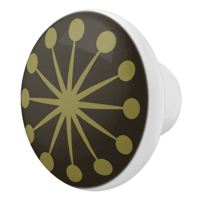 Starburst Mid Century Pattern Earth Hues Ceramic Knob (Right)