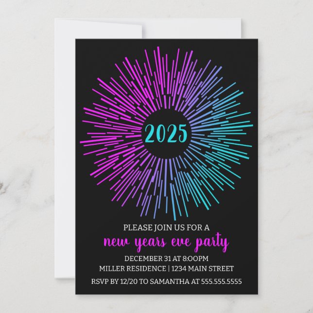 Starburst New Years Eve Party Invitation (Front)