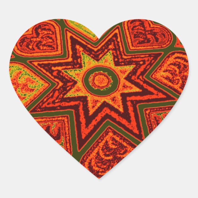 'Starburst of Love' Heart Stickers (Front)