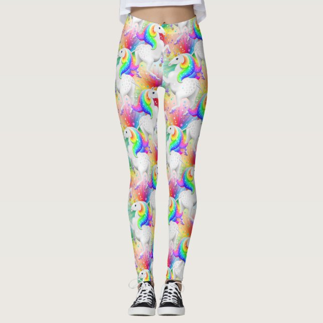 Starburst Princess Unicorn with Stars Leggings (Front)