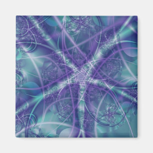 Starburst   Purple and Green Fractal Art Magnet