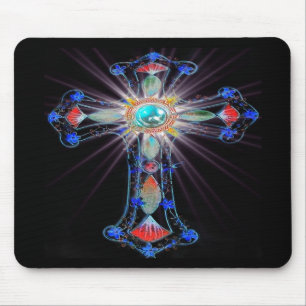 Starburst religious cross mouse mat