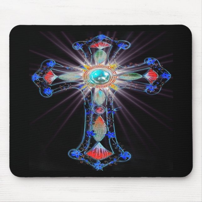 Starburst religious cross mouse mat (Front)