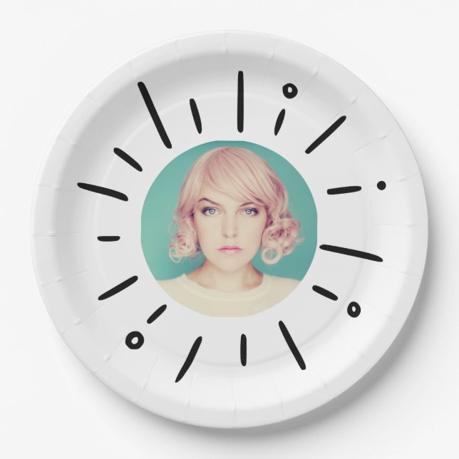 STARBURST | Simple Round Fun Custom Photo Paper Plate (Front)