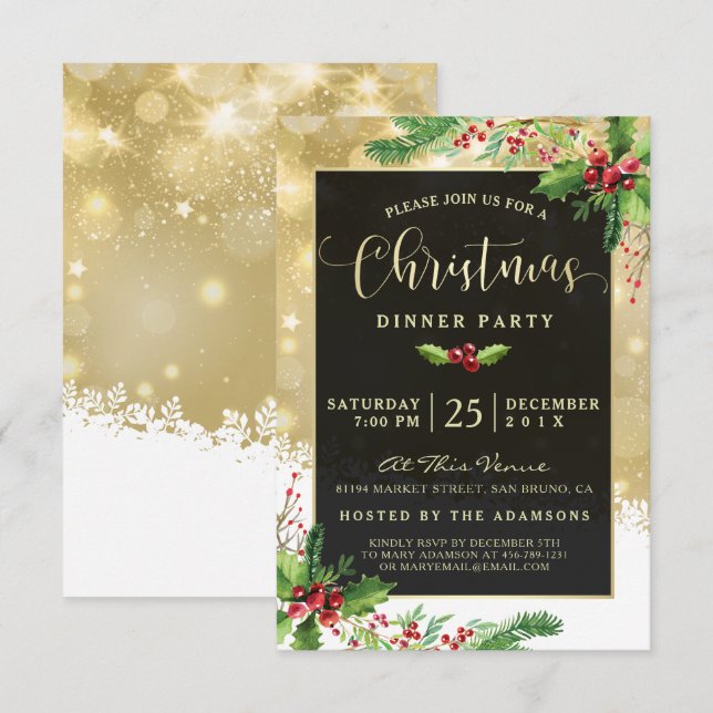 Starburst Snowflakes | Christmas Party Invitation (Front/Back)