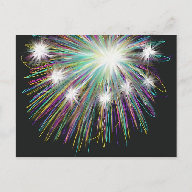 Starburst Stars Colourful Funky Space Neon Art Postcard (Front)